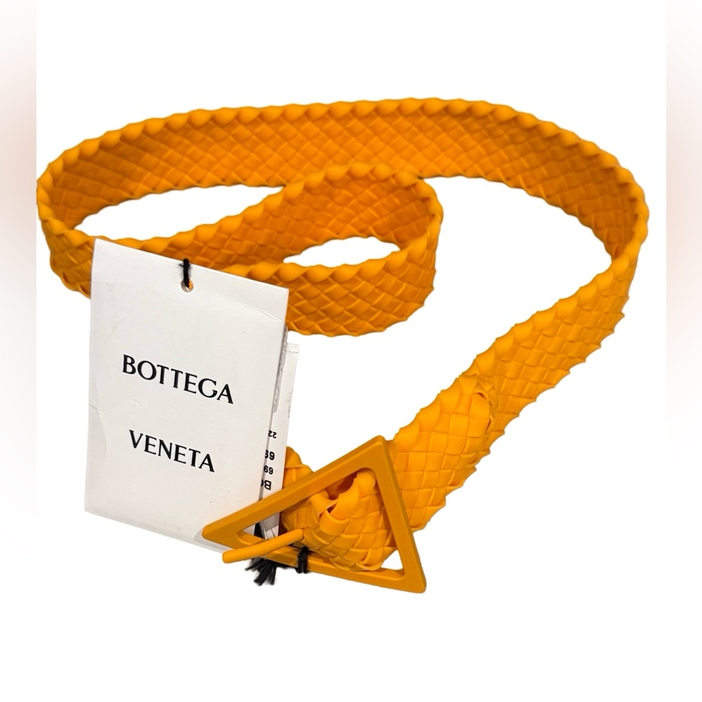 New With Tag - Authentic Bottega Veneta ‘Tangerine’ Rubber Belt